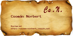 Csomán Norbert névjegykártya